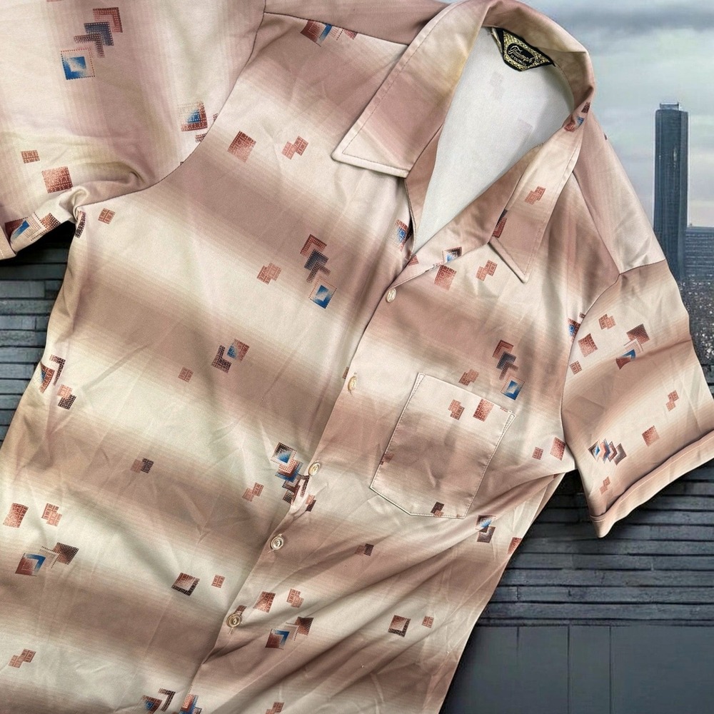 Vintage Triumph Of California Shirt Men‎ XL Geometric Disco Polyester Button
